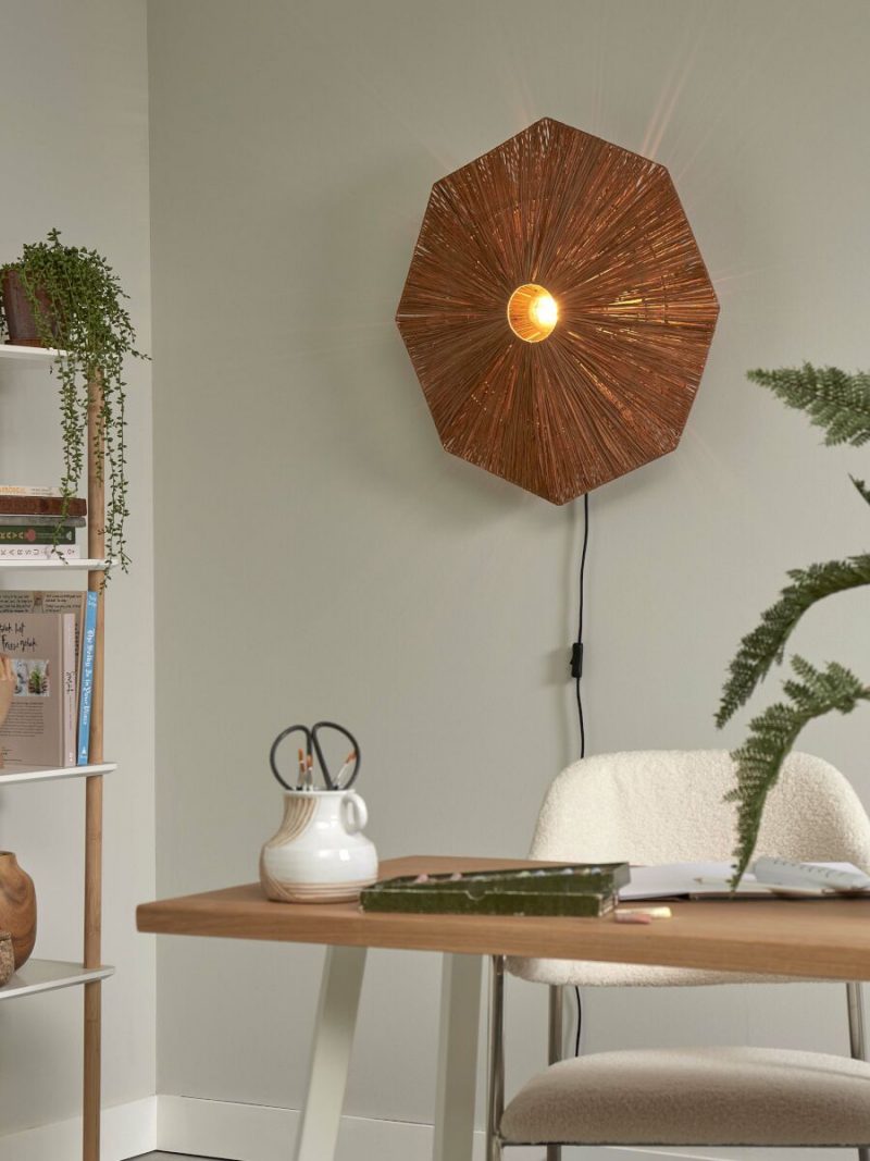 Achteckige Wandlampe Braun Raffia L GOOD&MOJO Panama – Bild 4