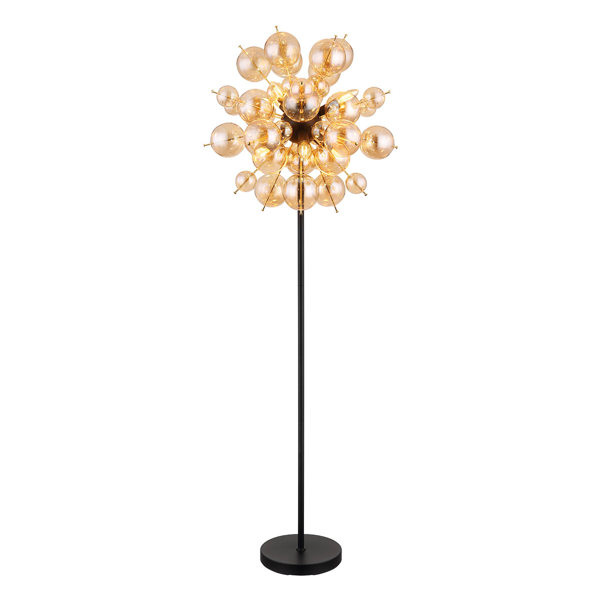 Art-Deco schwarze Metall-Stehlampe Globo Udo