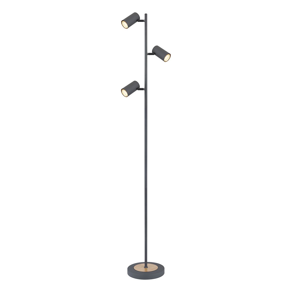 Graue Stehlampe 3-Spots-Stange Globo Robby