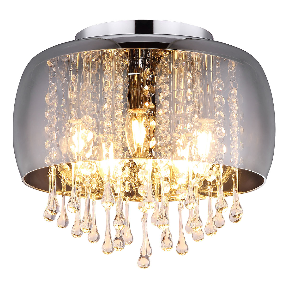 Klassische chromene Metall-Deckenlampe Globo Kalla