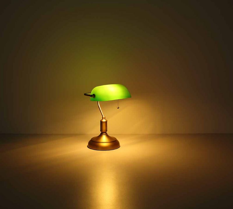 Klassische messing-grüne Metall-Tischlampe Globo Antique – Bild 4