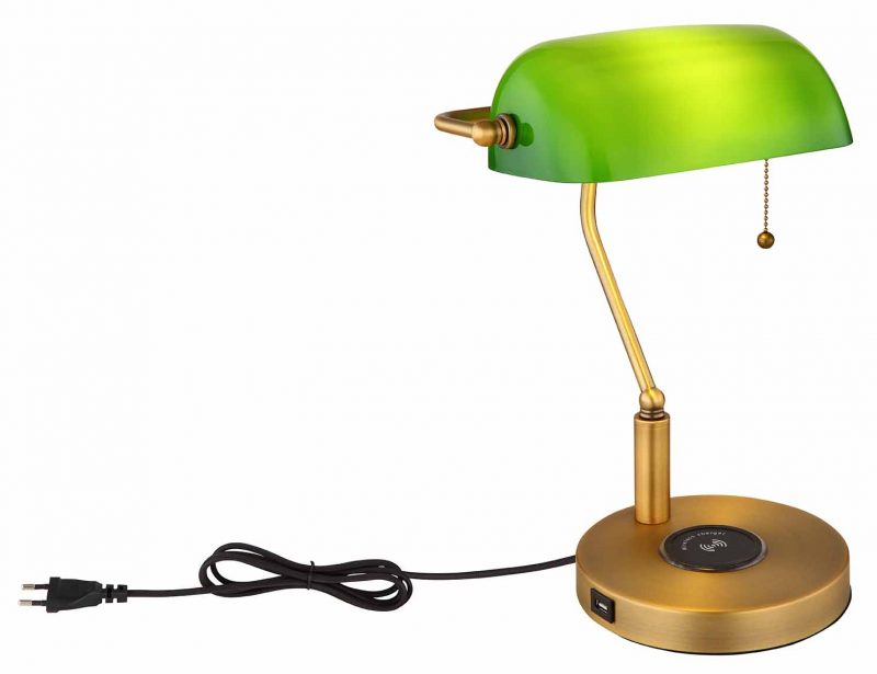 Klassische messing-grüne Metall-Tischlampe Globo Antique – Bild 2