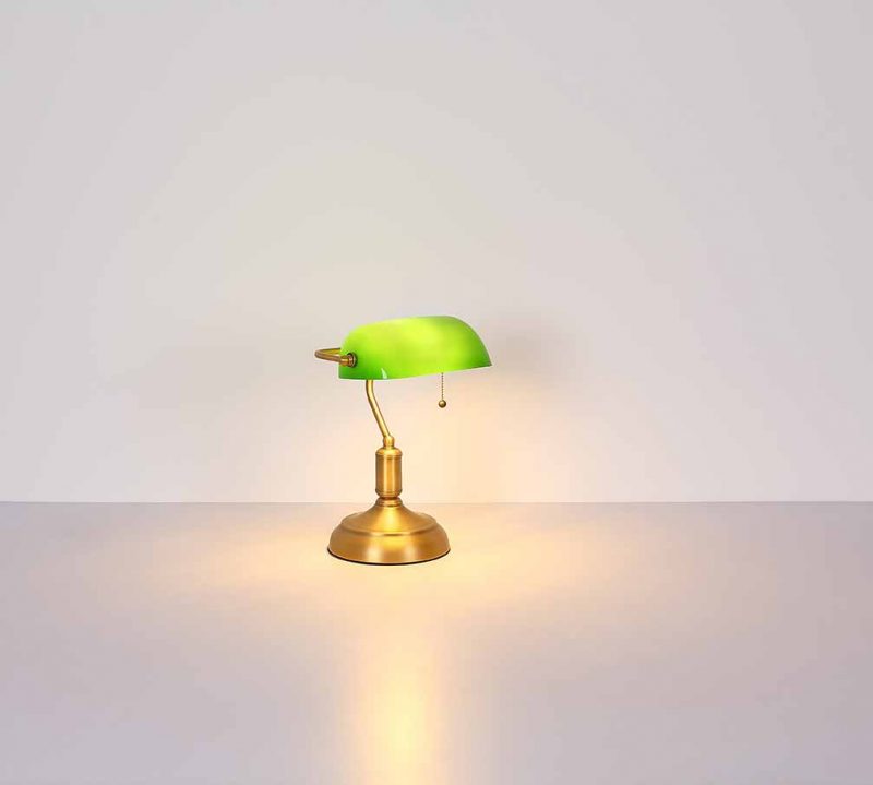 Klassische messing-grüne Metall-Tischlampe Globo Antique – Bild 4