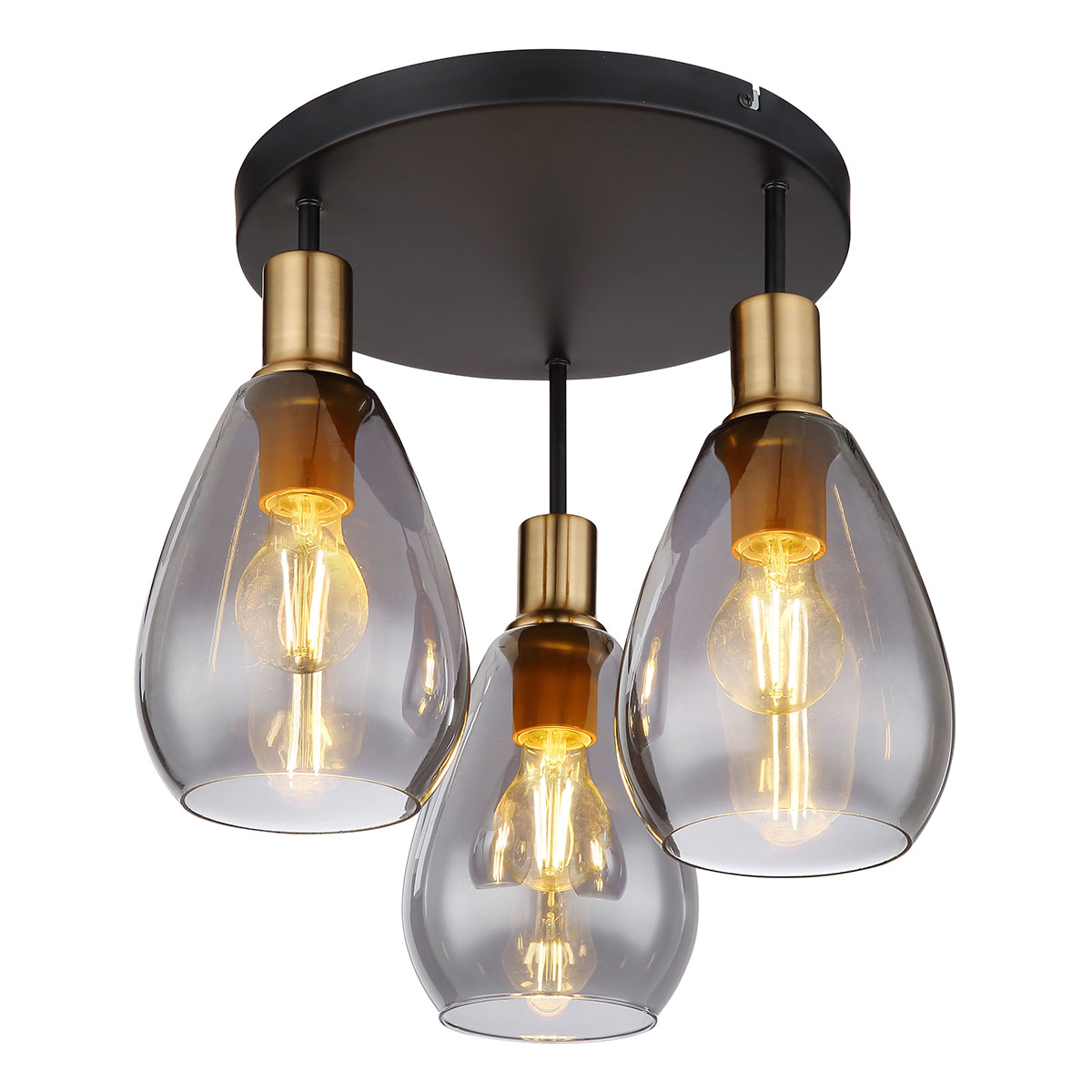 Klassische schwarze Metall-Deckenlampe Globo Fanni