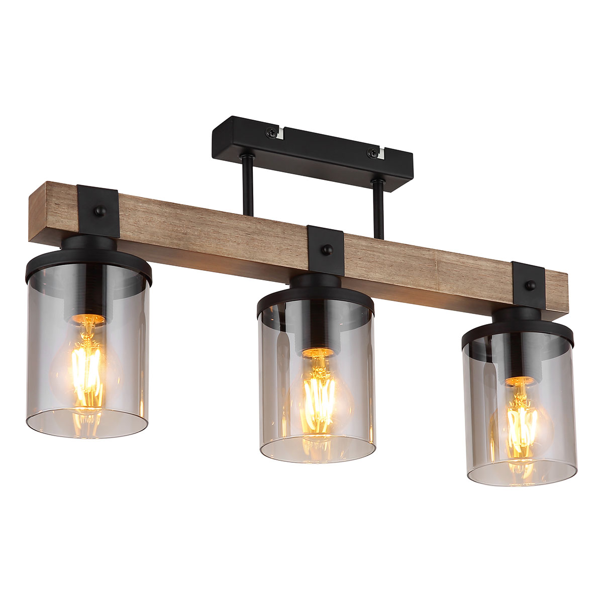Ländliche schwarze Metall-Deckenlampe Globo Lila