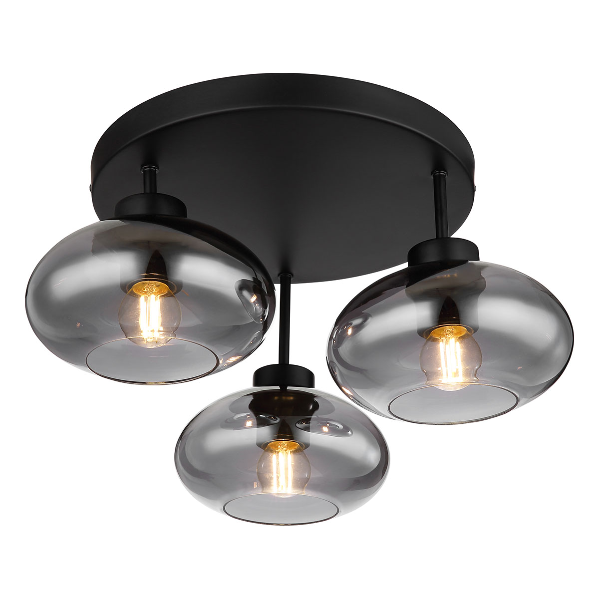 Moderne runde schwarze Metall-Deckenlampe Globo Shaun