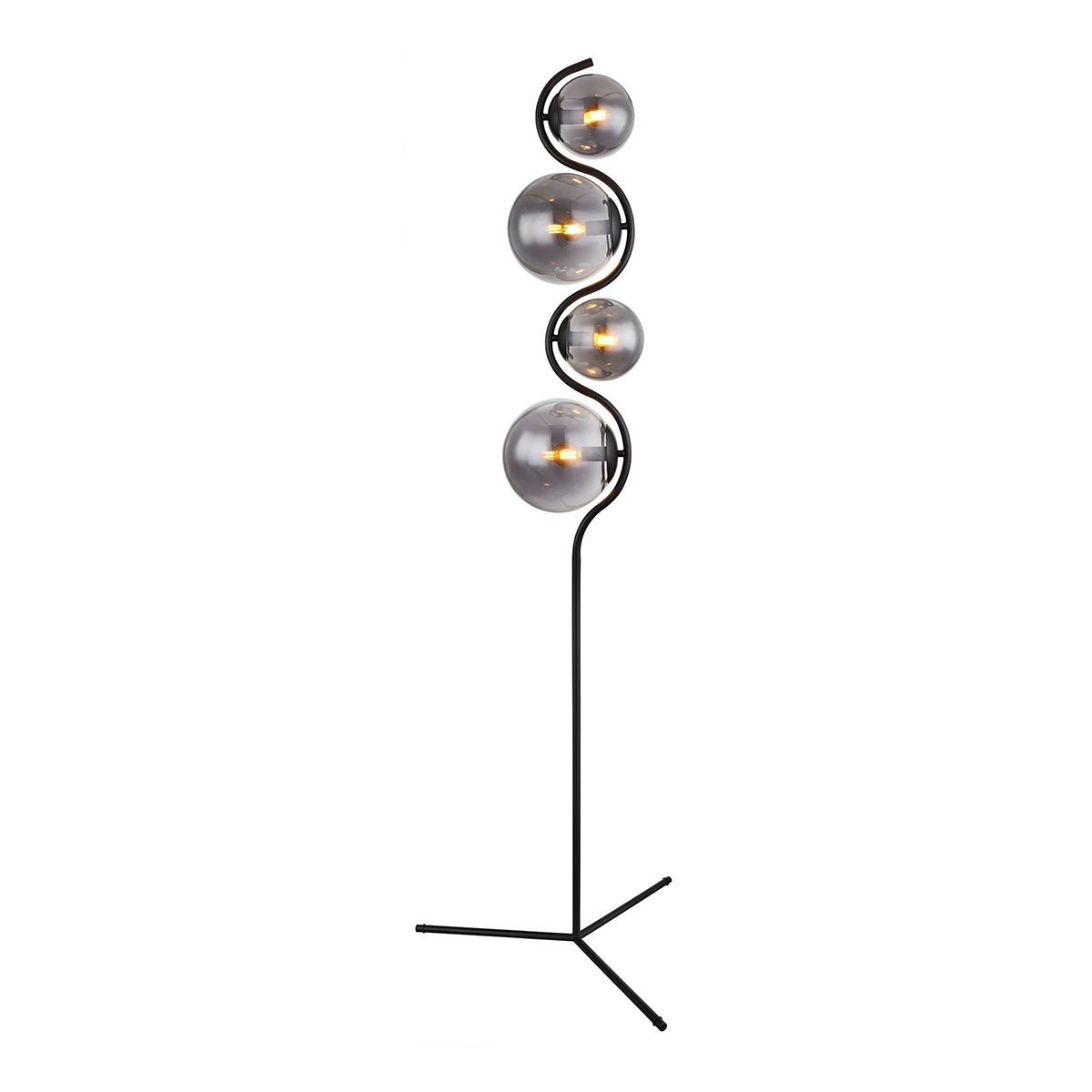Moderne schwarze Glas-Metall-Stehlampe Globo Porry