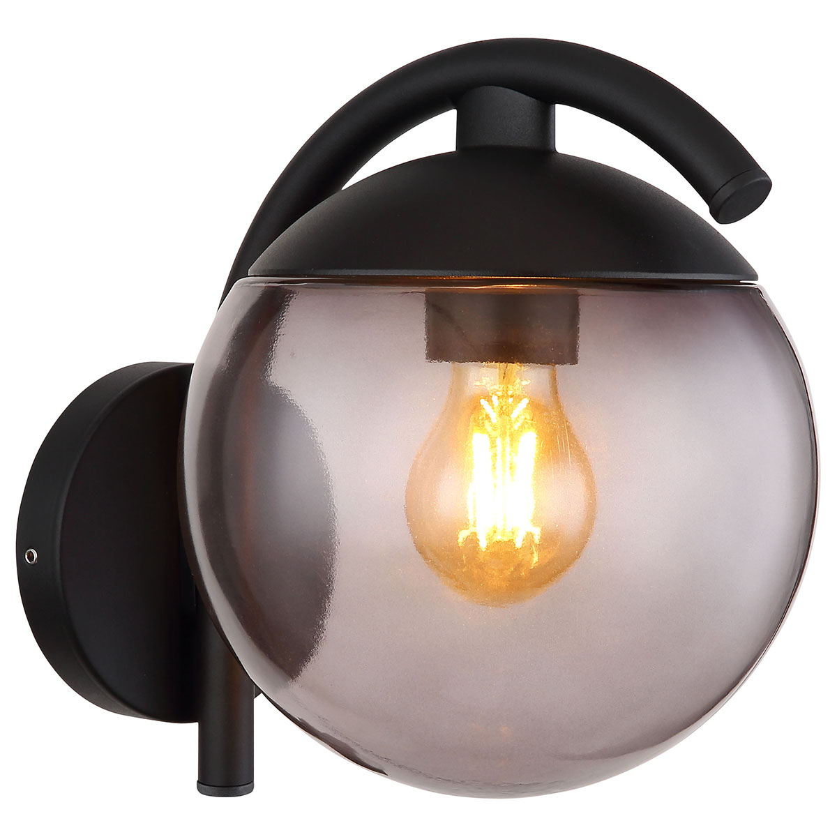 Moderne schwarze Metall-Glas-Außenlampe Globo Michael