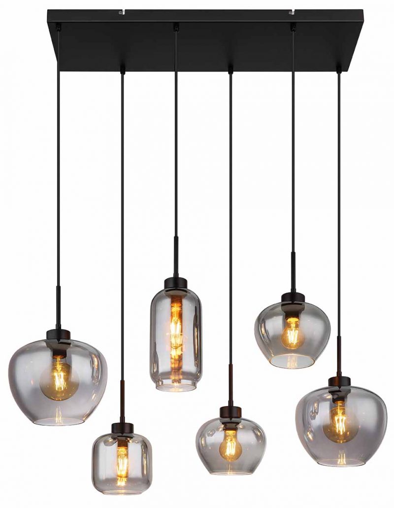 Moderne schwarze Metall-Hängelampen Globo Matt – Bild 2