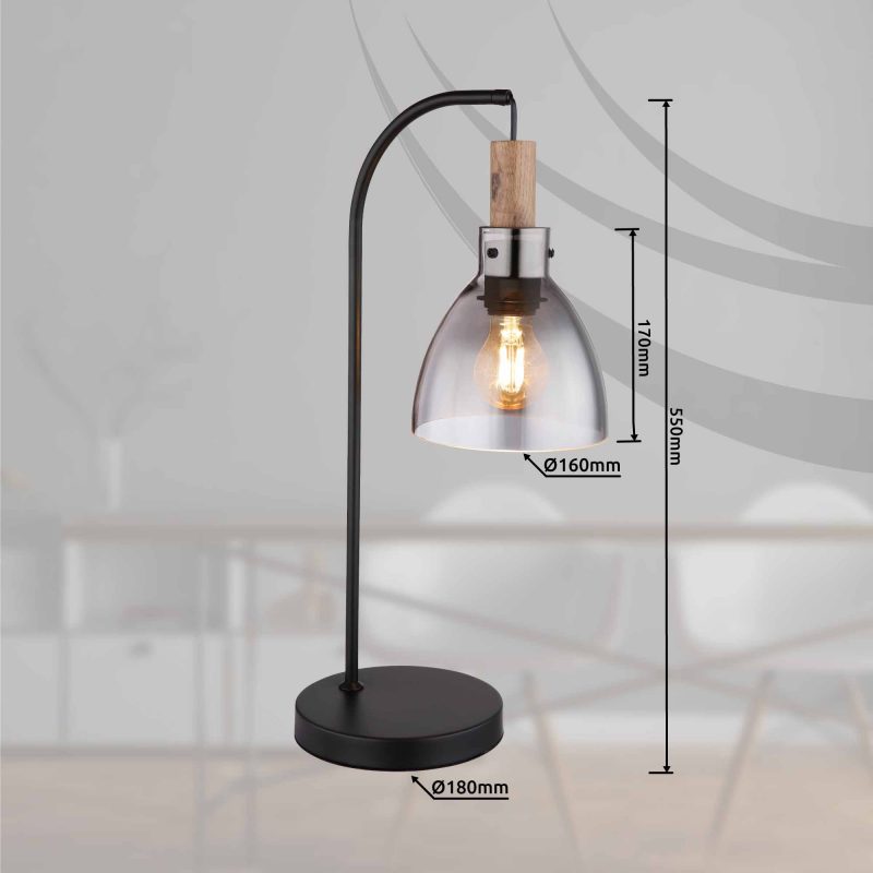Moderne schwarze Metall-Tischlampe Globo Mattea – Bild 4
