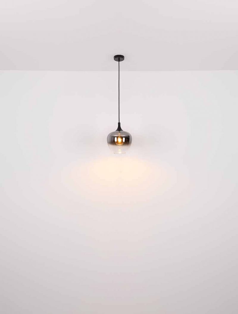 Moderne schwarze Rauchglas-Metall-Hängelampe Globo Maxy – Bild 4