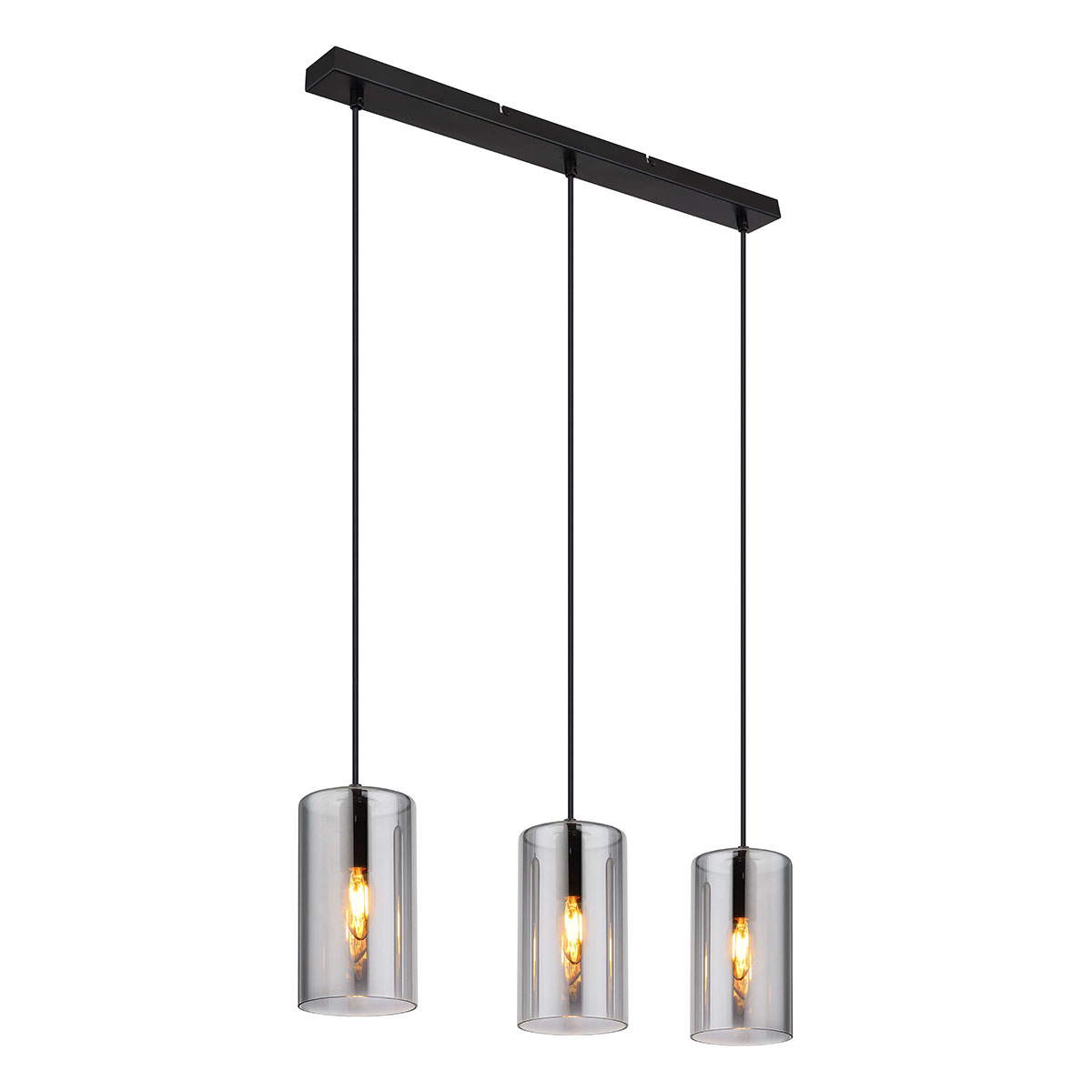 Moderne schwarze zylindrische Hängelampen Globo Olly