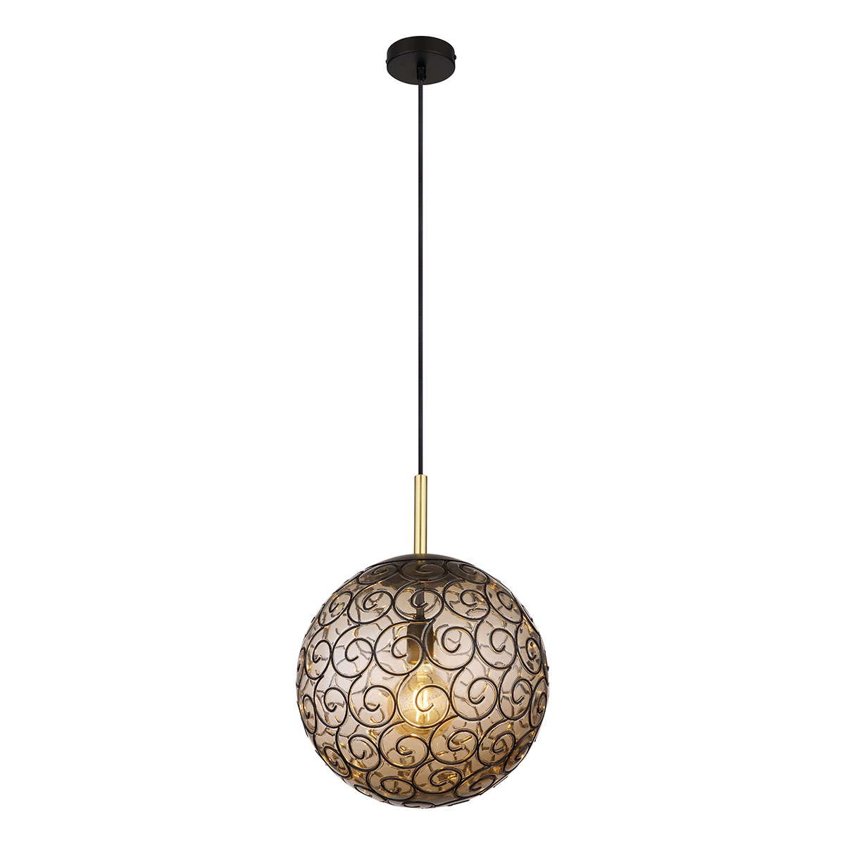Orientalische schwarze Metall-Hängelampe Globo Fitz