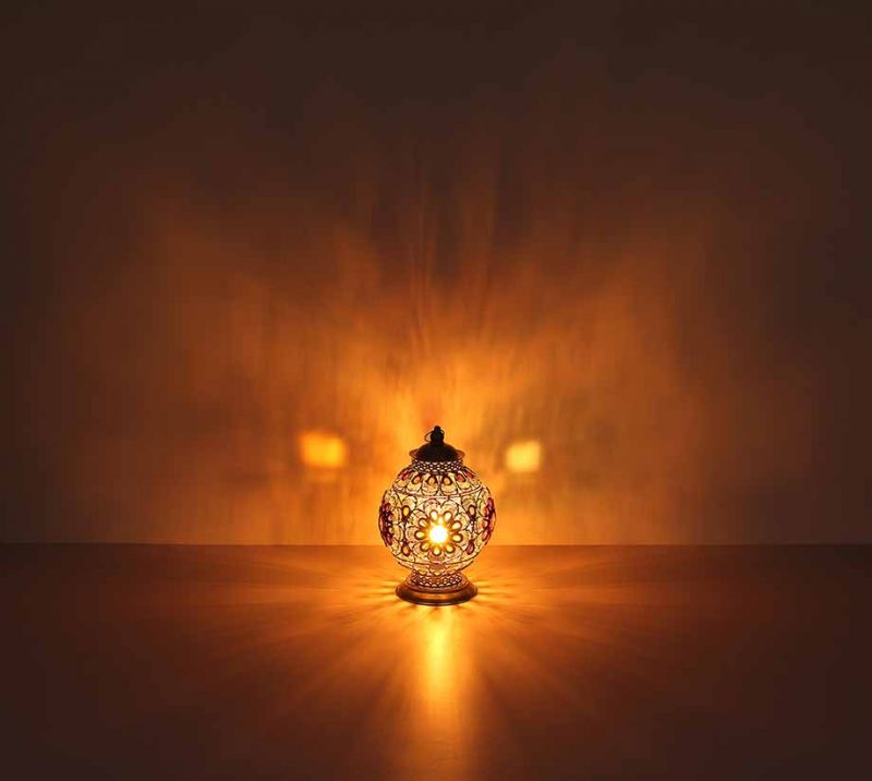Orientalische silberne Metall-Tischlampe Globo Gelasius – Bild 4