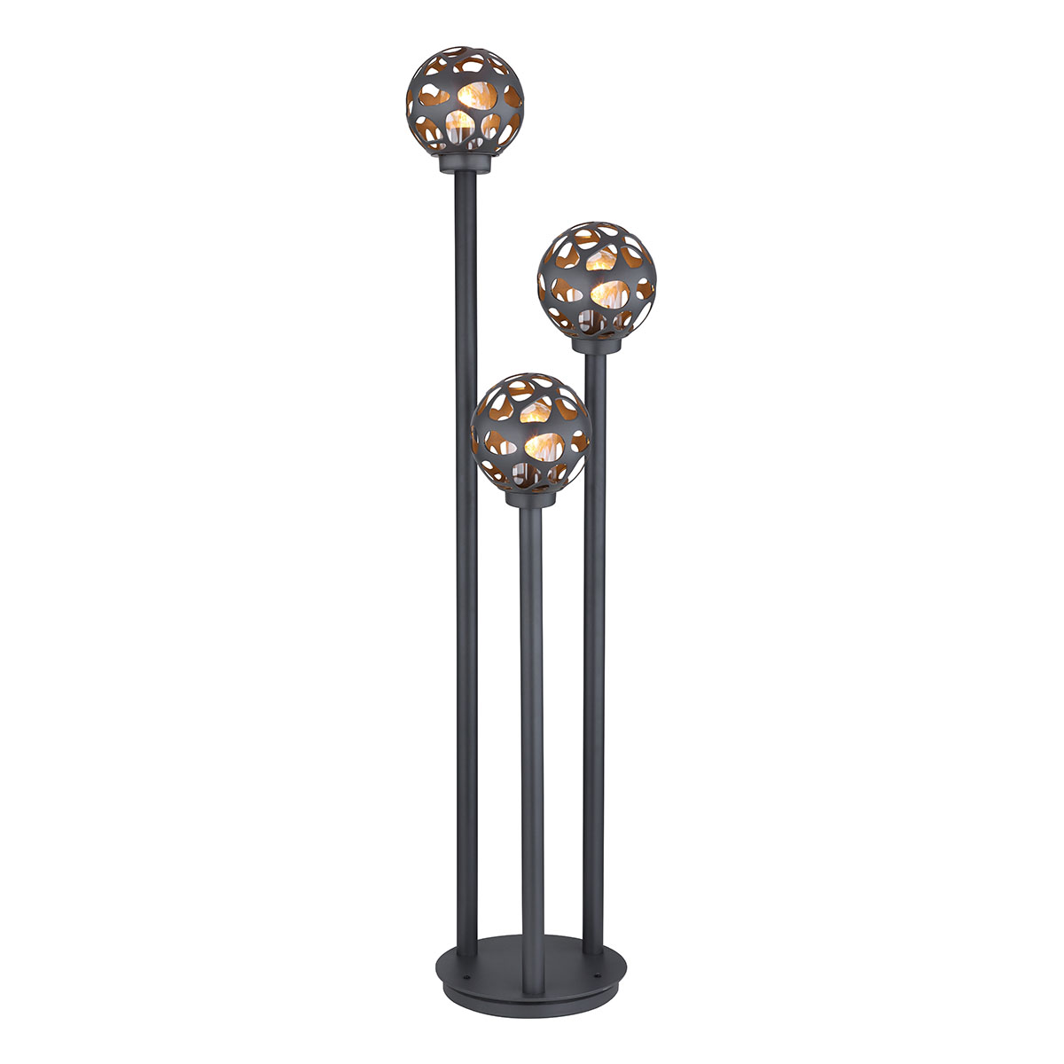 Retro anthrazitfarbene Kugel-Außenlampen Globo Hilario