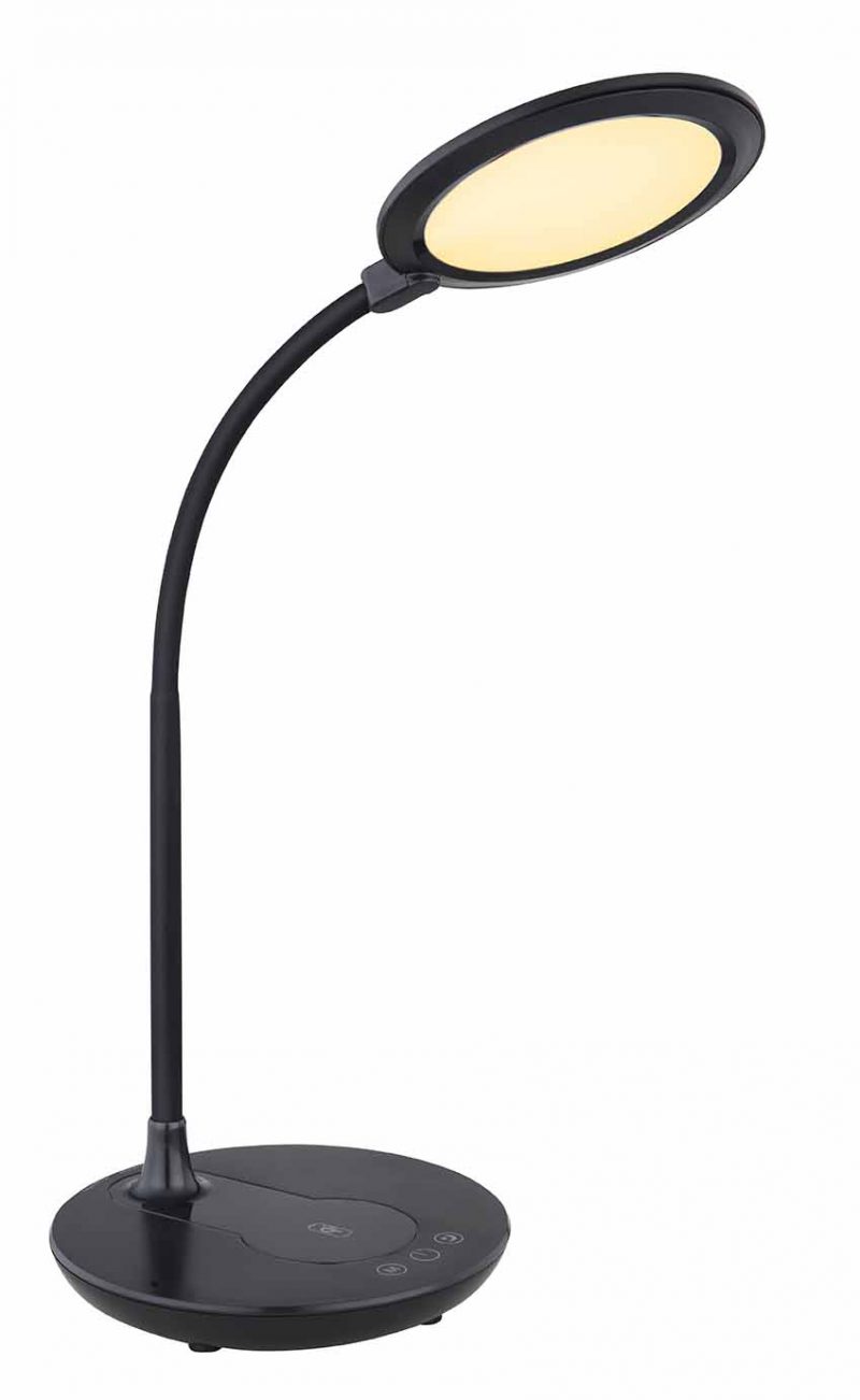 Runde Tischlampe Schwarz Wiederaufladbar Globo Regina – Bild 3