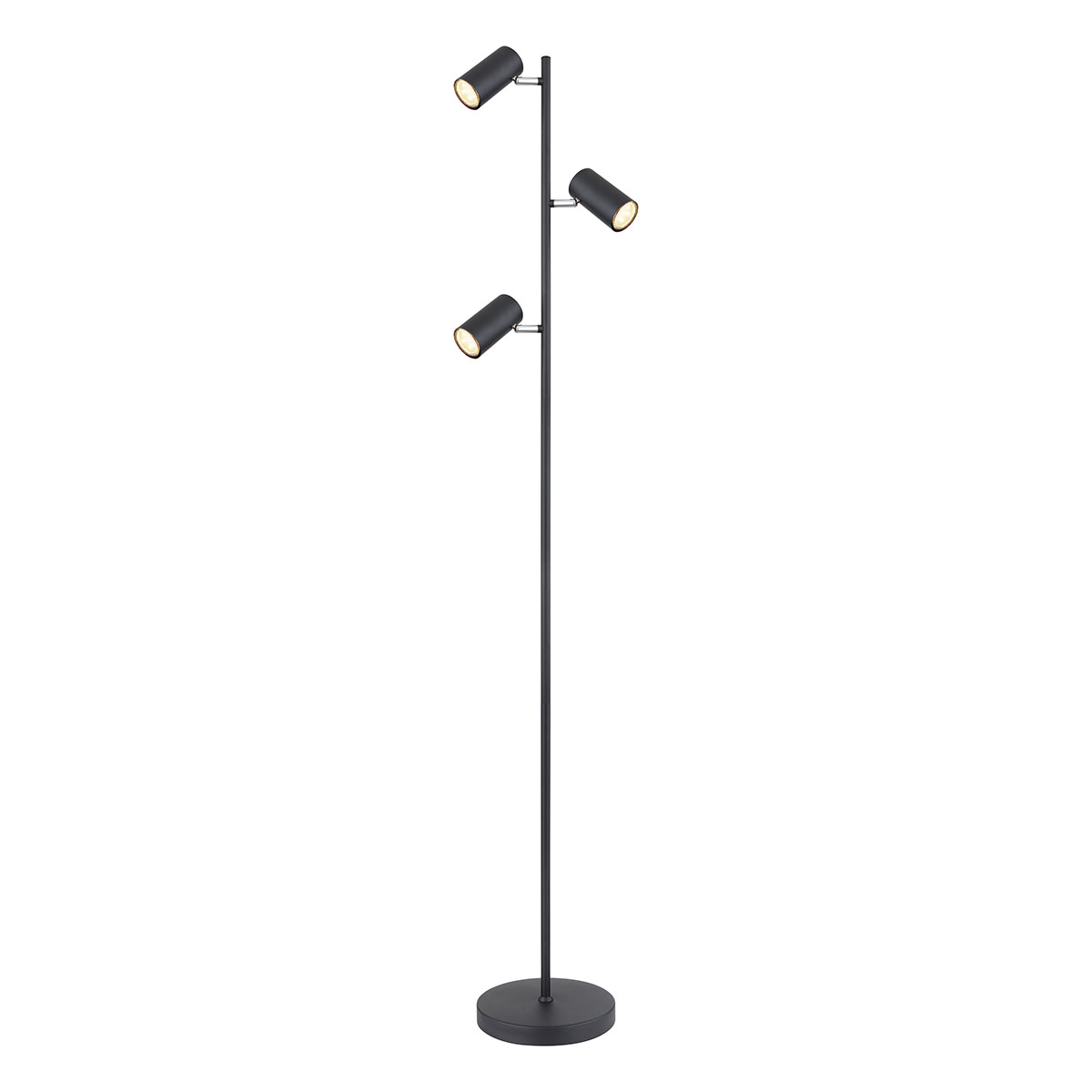 Schwarze Stehlampe 3-Spots-Stange Globo Robby