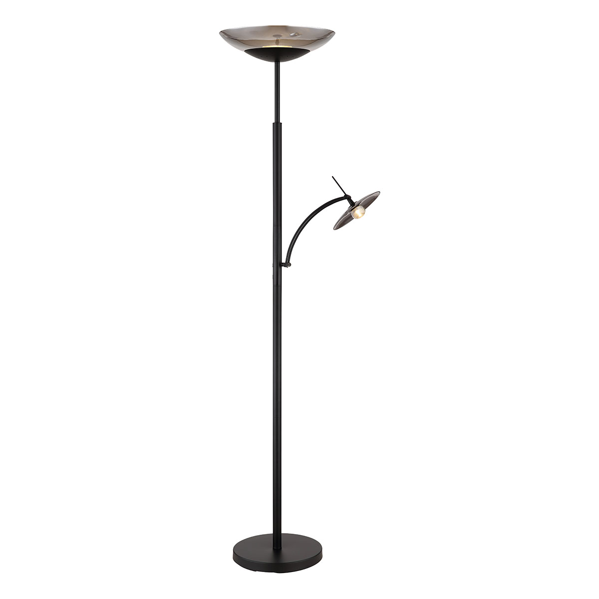 Stehlampe Schwarz 2-schirmig Metall/Rauchglas Globo Sophia