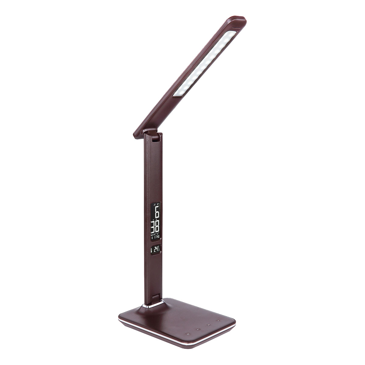 Tischlampe Braun Lederlook Info-Display Globo Tanna