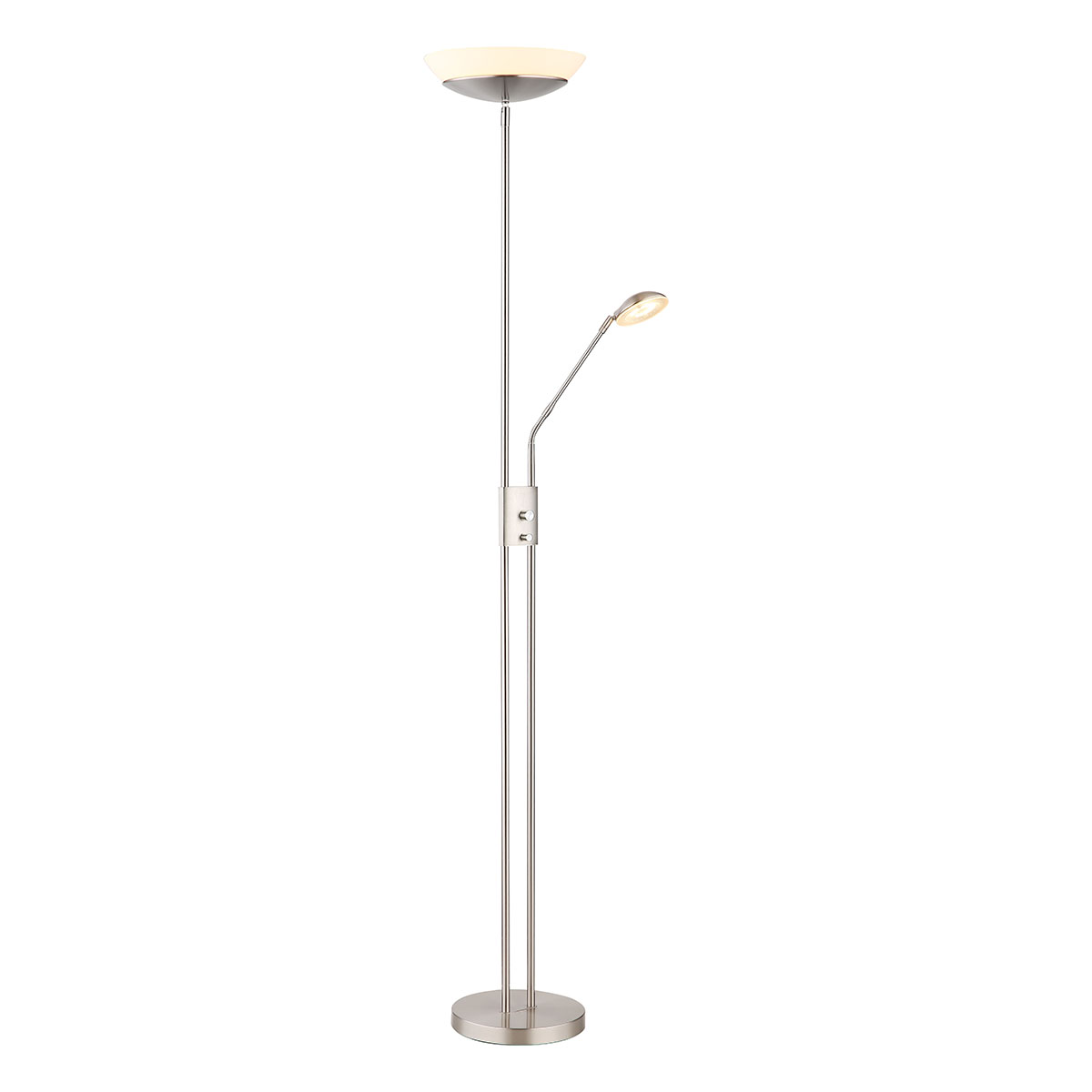 Verstellbare Nickelfarbene Stehlampe 2-flammig Globo Ganina
