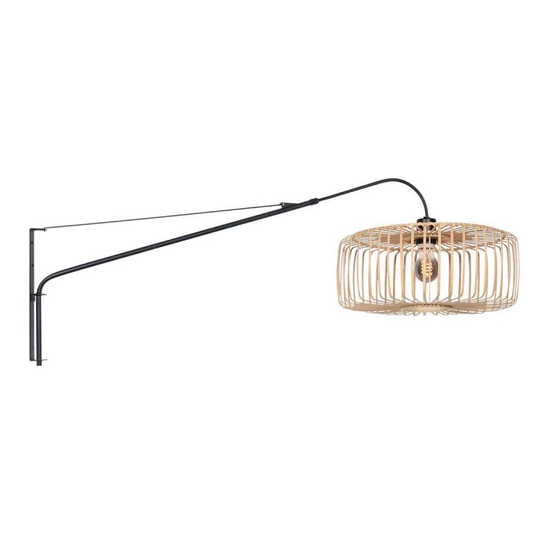 schwarze-lange-bogenwandlampe-mit-natur-schirm-steinhauer-elegant-classy-4153zw