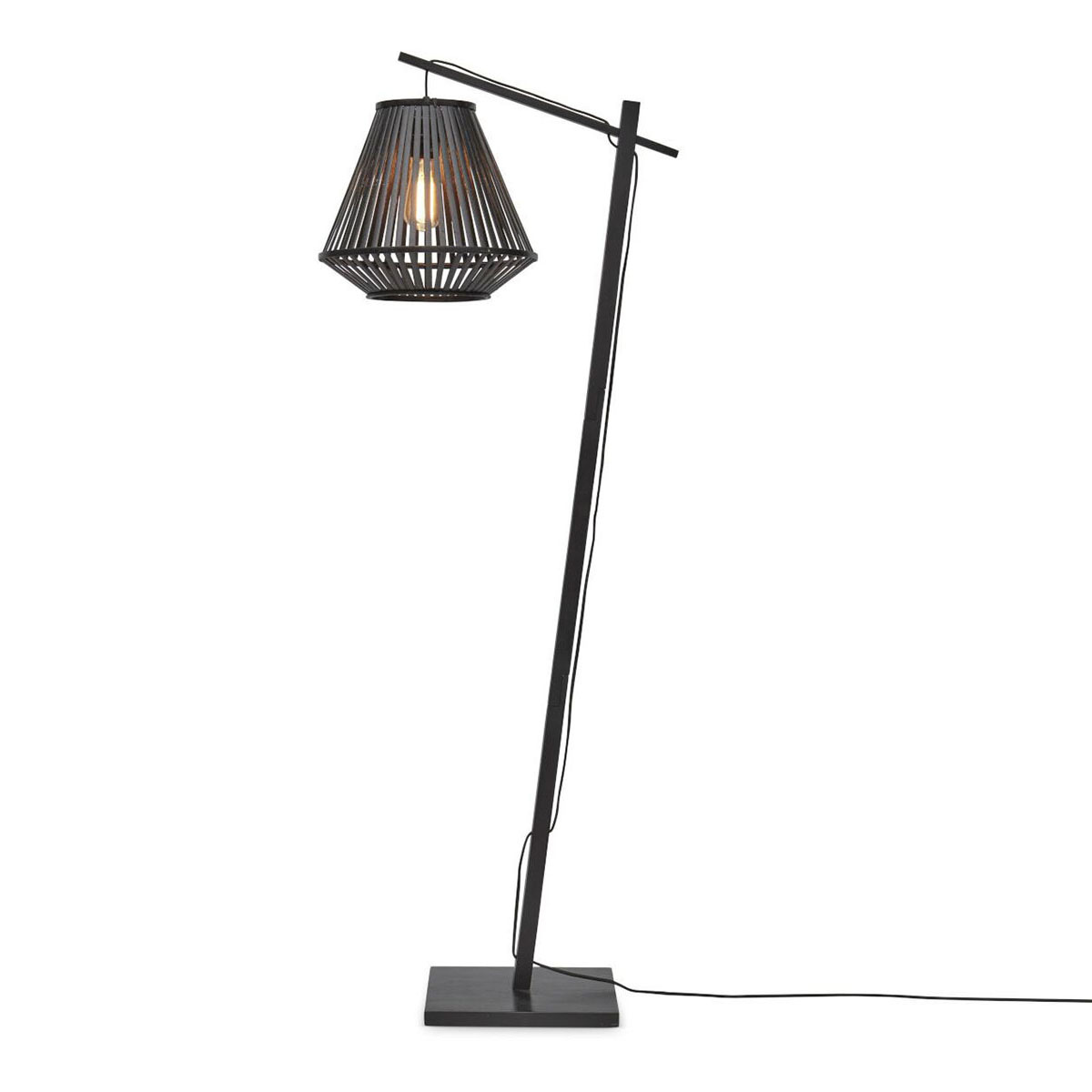 Schwarze Laternen-Stehlampe aus Bambus Merapi GOOD&MOJO