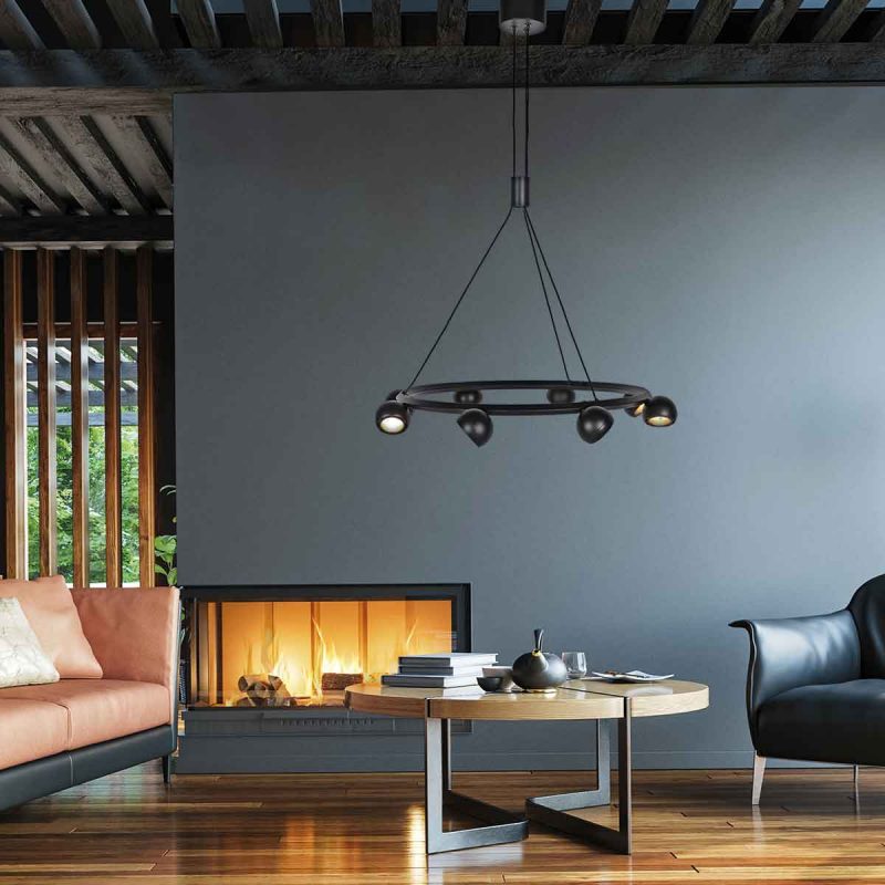 Retro runde schwarze Pendelleuchte im modernen Design Steinhauer Marcadore – Bild 3