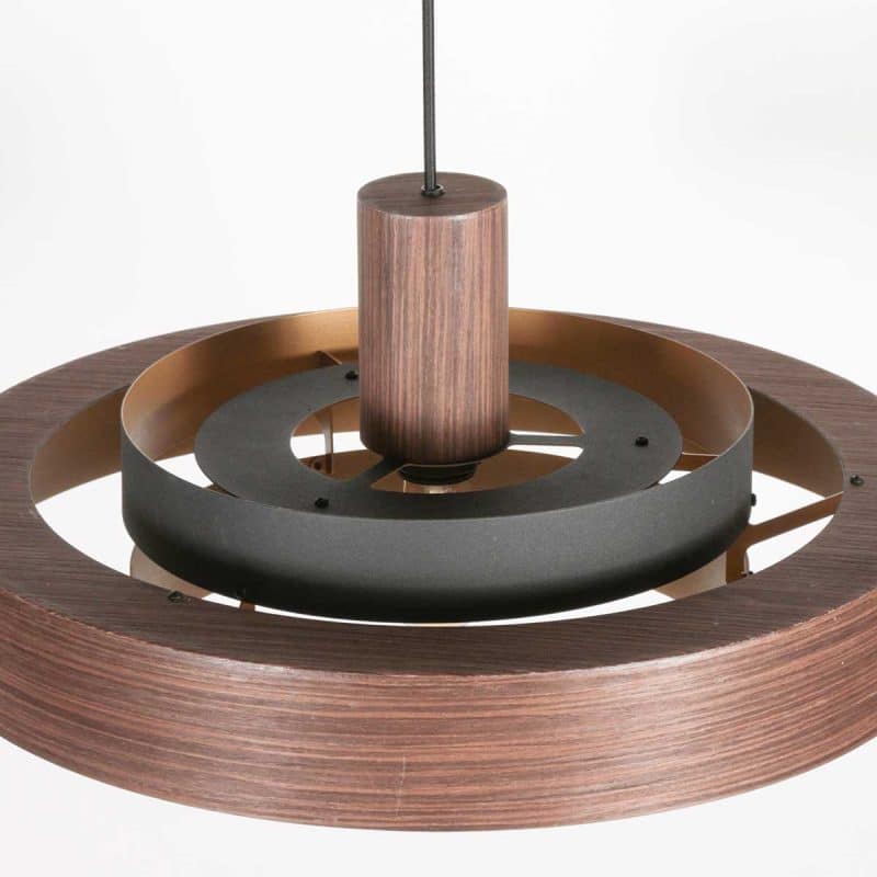 Runde holzfarbene retro Hängelampe Anne Lighting Flinter - Ø50 cm – Bild 5