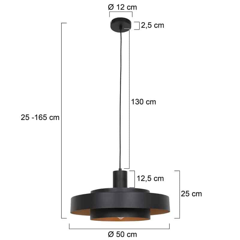 Runde holzfarbene retro Hängelampe Anne Lighting Flinter - Ø50 cm – Bild 6