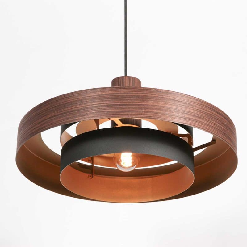 Runde holzfarbene retro Hängelampe Anne Lighting Flinter - Ø50 cm – Bild 12