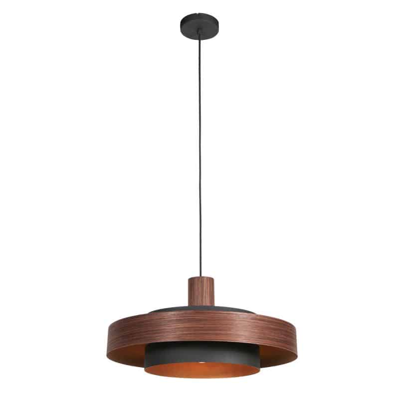 Runde holzfarbene retro Hängelampe Anne Lighting Flinter - Ø50 cm – Bild 2