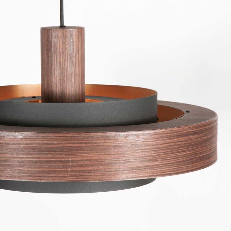 Runde holzfarbene retro Hängelampe Anne Lighting Flinter - Ø50 cm – Bild 4