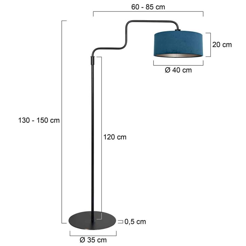Auffällige blaue Metall-Stehlampe für ein modernes Ambiente Steinhauer Bloeba – Bild 6