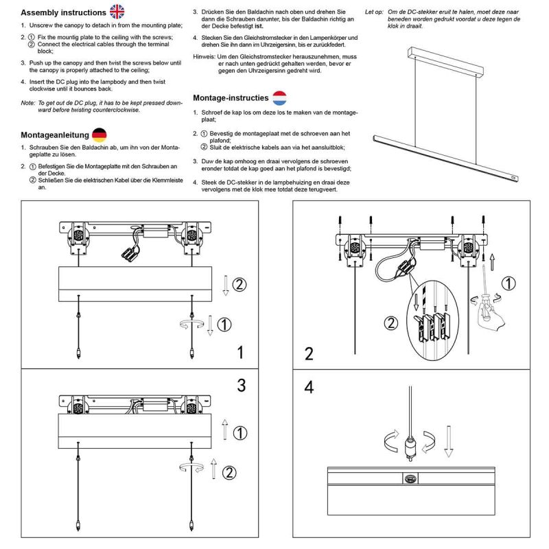 Champagnerfarbene Stahl-Design-Hängelampe mit Dimmer Steinhauer Fluxy - 160cm – Bild 7