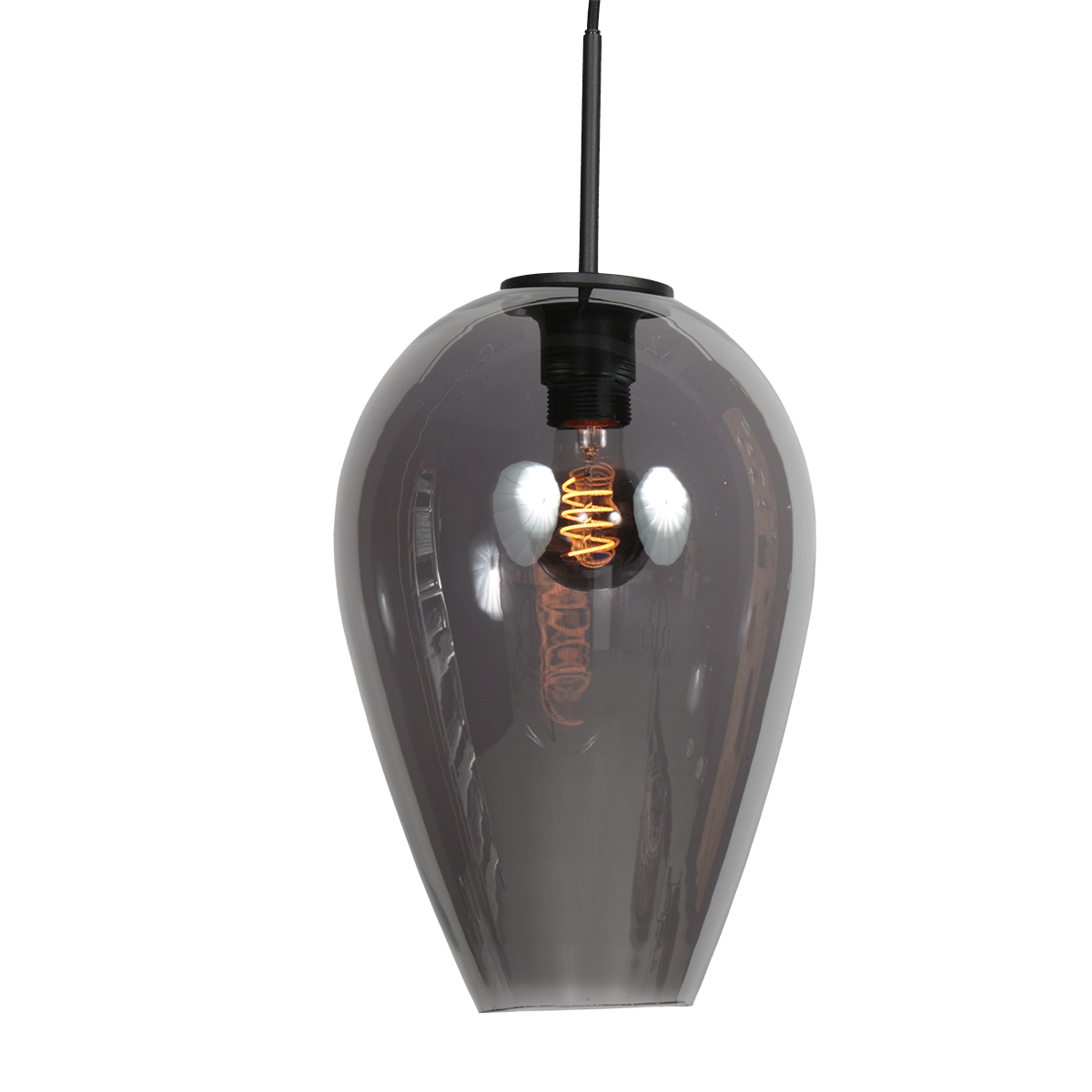 Hängeleuchte mit tropfenförmigem Rauchglas Mexlite HaloSwap - Ø 22,50 cm
