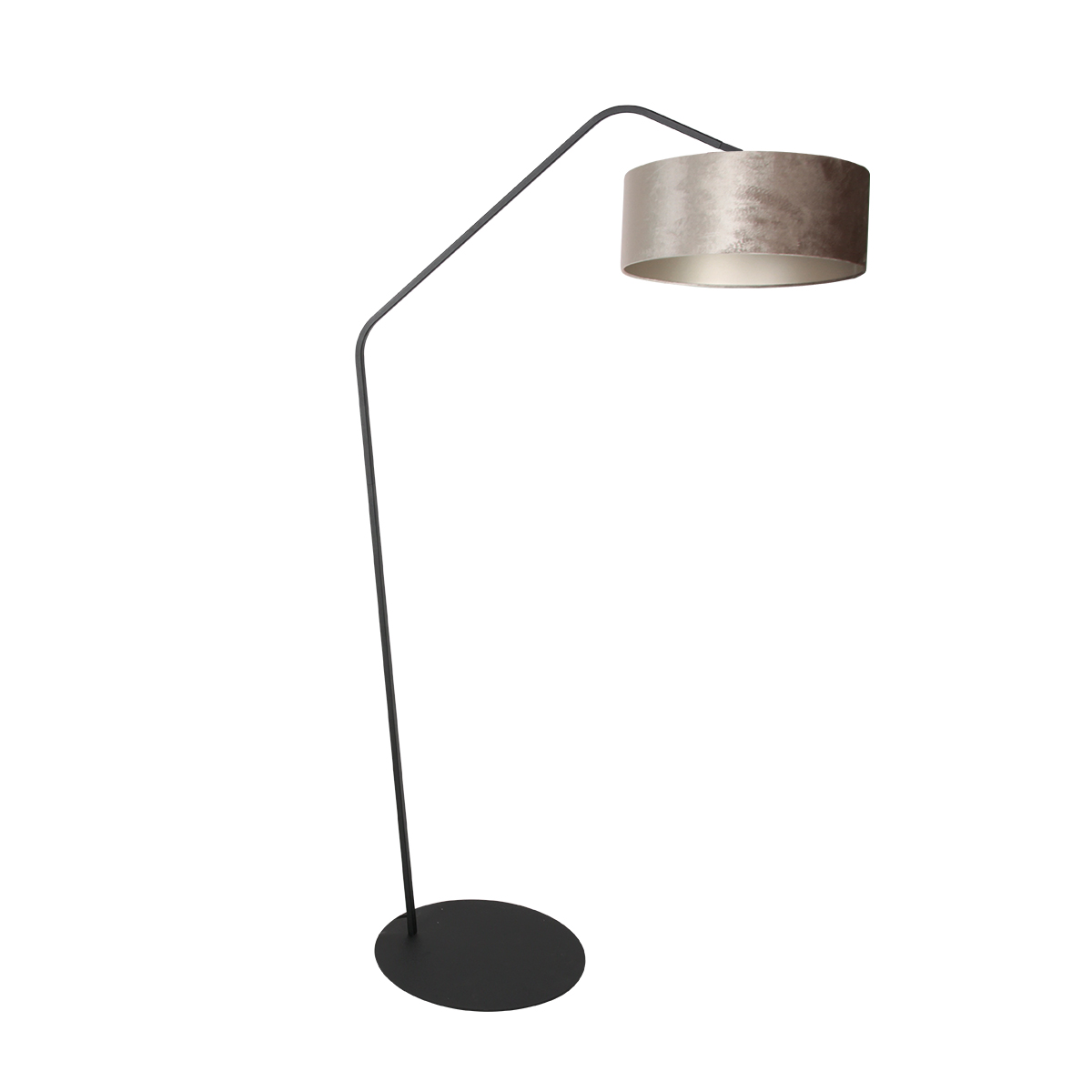Bogenlampe Schwarz geknickt mit Velours in Silber Anne Lighting ZigZag