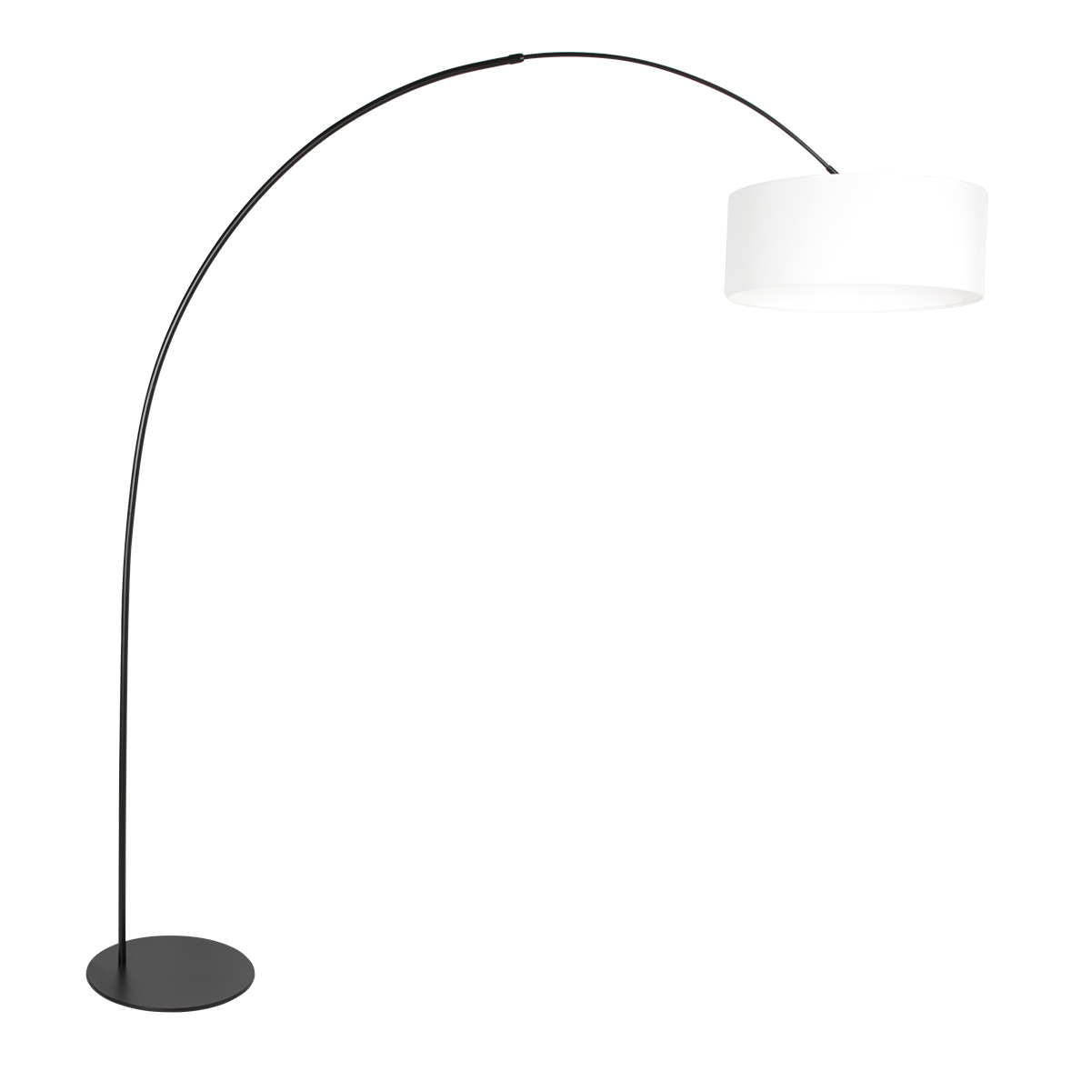 Bogenlampe Schwarz mit hellem Textilschirm Anne Lighting Curve