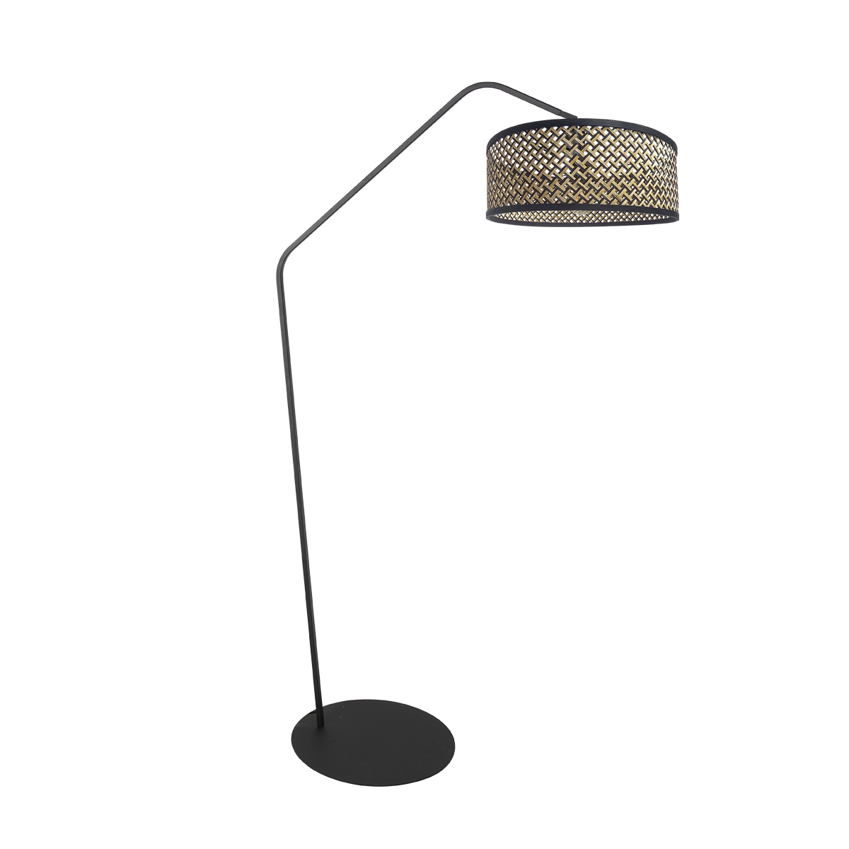 Stehlampe Schwarz mit Bambus-Schirm Anne Lighting ZigZag