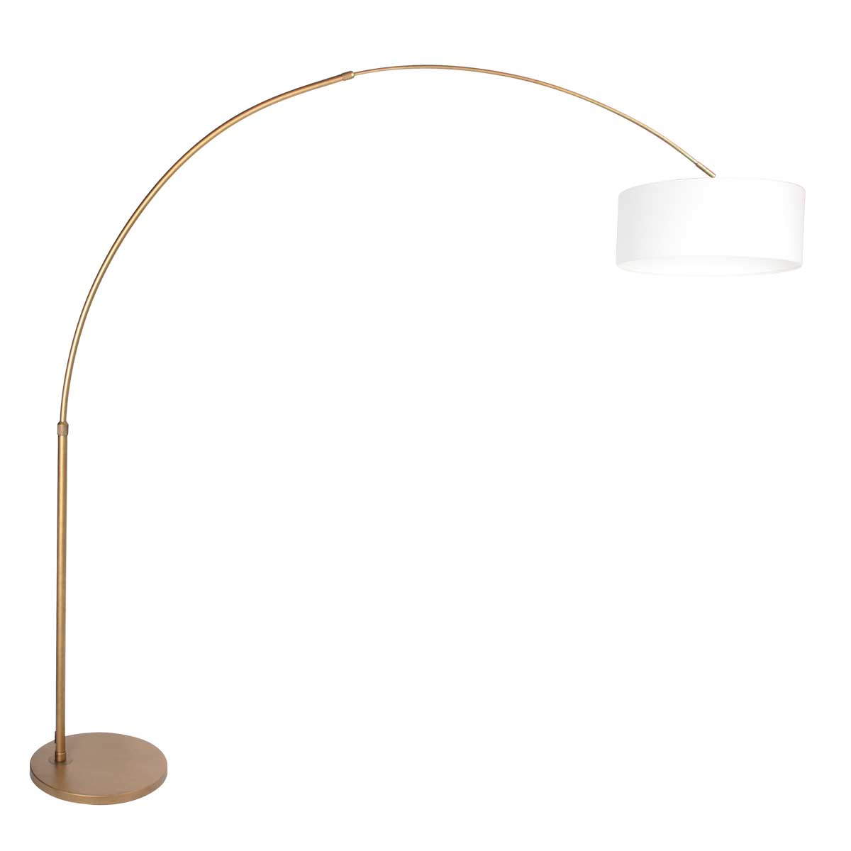 Bronzene Bogenlampe mit Stoffschirm in Weiß Steinhauer Sparkled Light