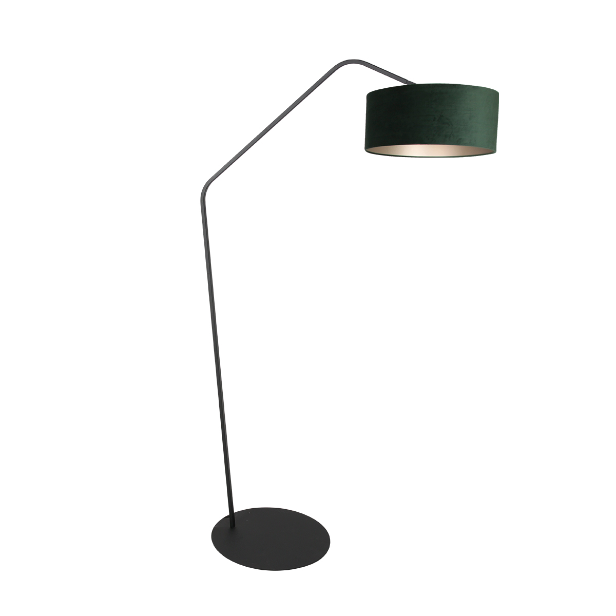 Schwarze Bogenlampe mit Samtschirm in Grün Anne Lighting ZigZag