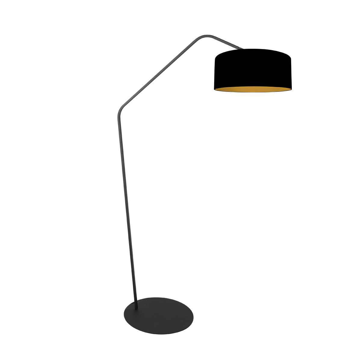 Bogenlampe in Schwarz mit gold-schwarzem Schirm Anne Lighting ZigZag